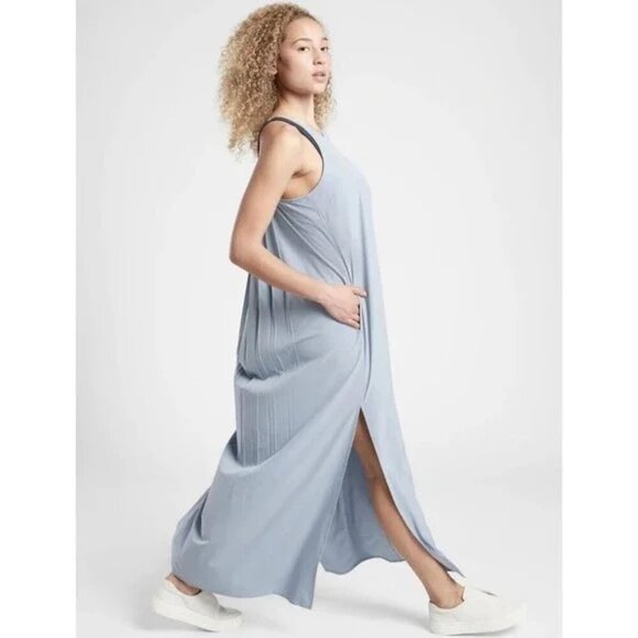 Athleta Hayes Pleated Maxi Dress in Blue Star Size XS - Picture 3 of 13